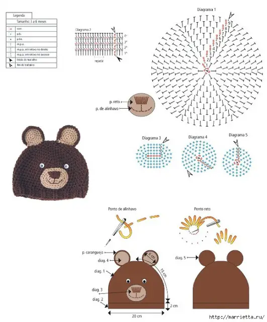 Children's Crochet Caps: Step by step with Chart