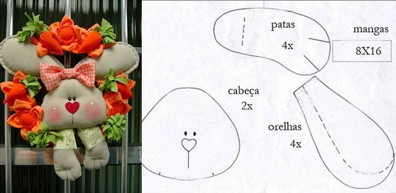 Moldes de Coelho da Páscoa em Feltro para Imprimir 