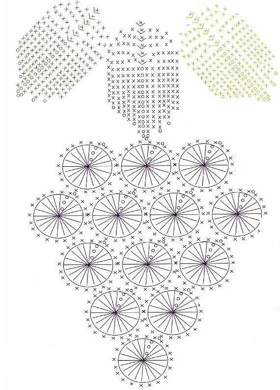 Gráfico de cacho de uva em crochê